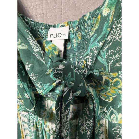 Angie Dress Womens Large Green Floral Maxi Boho Bow Cutout Bohemian Cottagecore - Picture 7 of 9